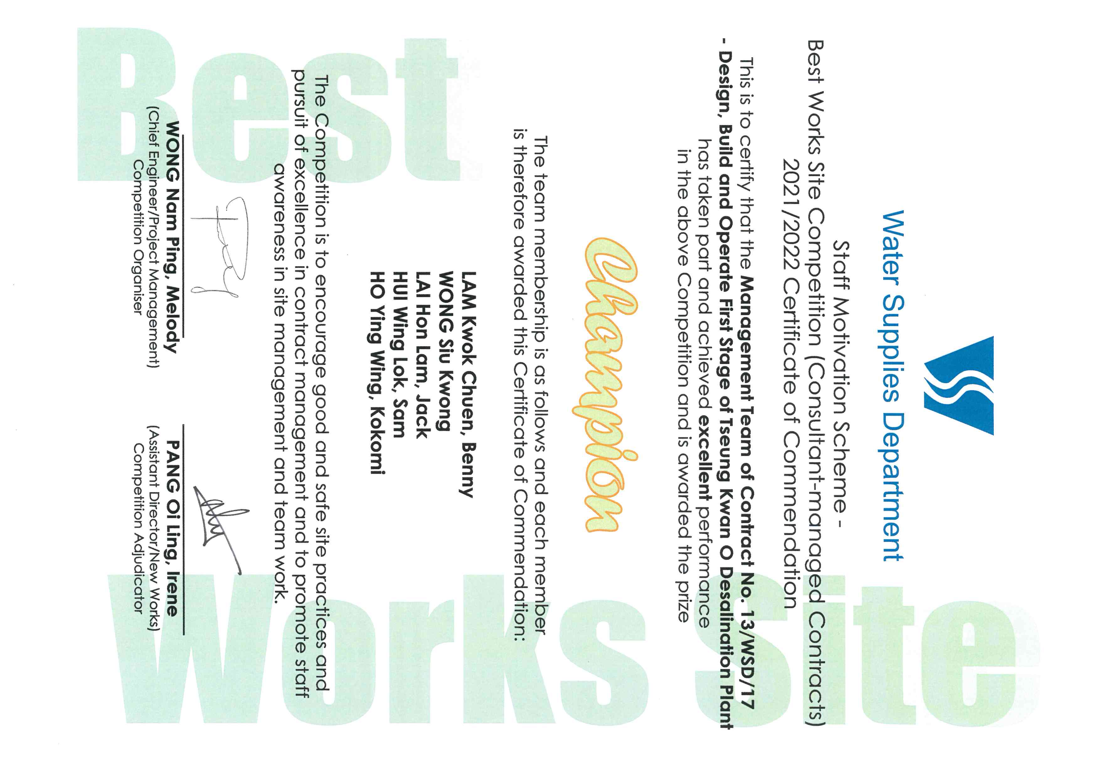 Best Work Site 2022<br/>(Consultant-managed Contracts)
